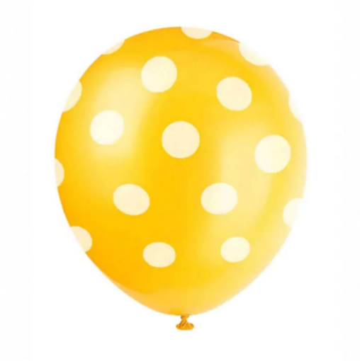 Picture of Polka Yellow Latex balloons 10 Pcs. 