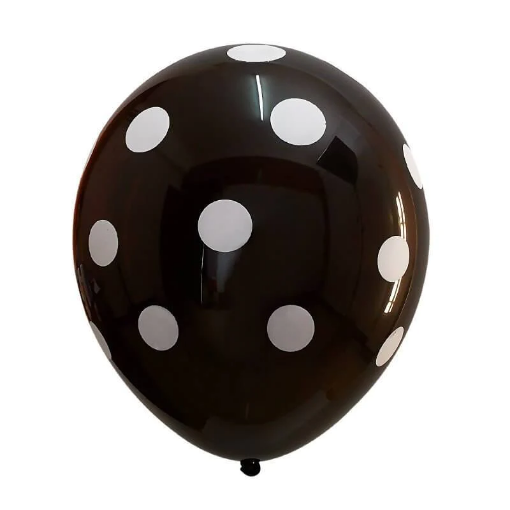 Picture of Polka Black Latex Balloons 10 Pcs. 