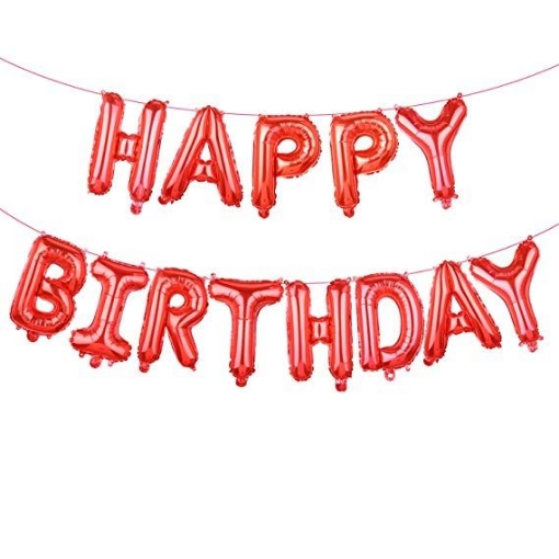 Picture of Happy Birthday Red Phrase Foil Balloon