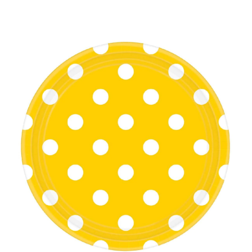 Picture of Yellow Sunshine Dots Round Party Paper Plates 10 Pcs.