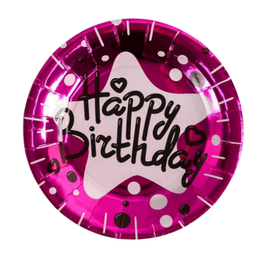 Picture of Happy Birthday Pink Paper Plates 10 Pcs.