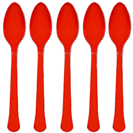 Picture of Apple Red Plastic Spoons 20 Pcs