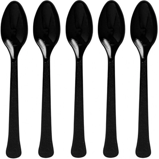 Picture of Jet Black Plastic Spoons 20 Pcs
