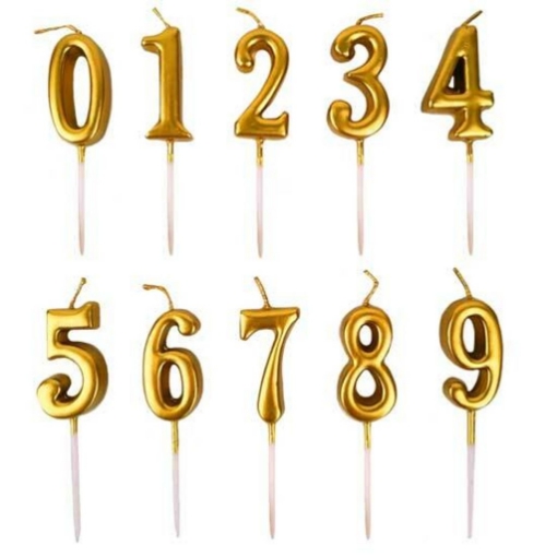 Picture of Golden Mini Number Candle For Birthday Cakes
