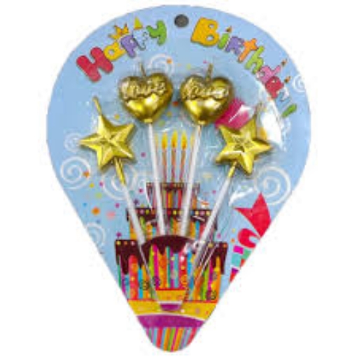 Picture of   Star & Heart Birthday Cake Candles 