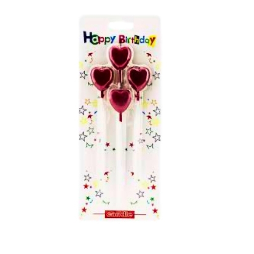 Picture of Red Heart-Shaped Birthday Candles 