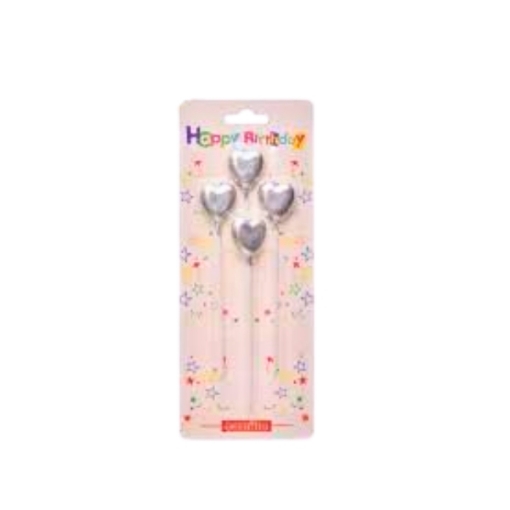 Picture of Silver Heart-Shaped Birthday Candles