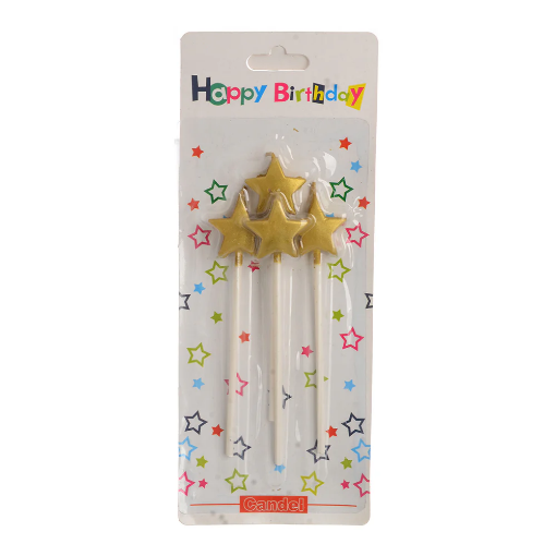 Picture of Golden Star-Shaped Birthday Candles   