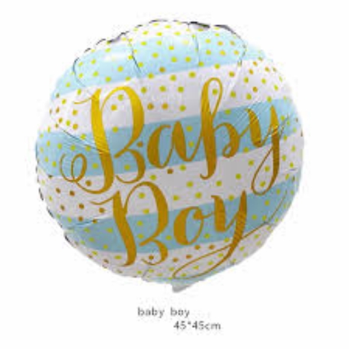 Picture of Baby Boy" Gold Letter Foil Balloon