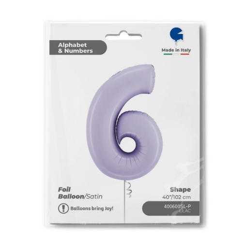 Picture of Number 6 Foil Balloon – Lilac Satin Finish
