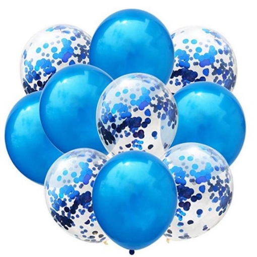 Picture of Royal Blue & Confetti Balloons – 10 Pcs Set