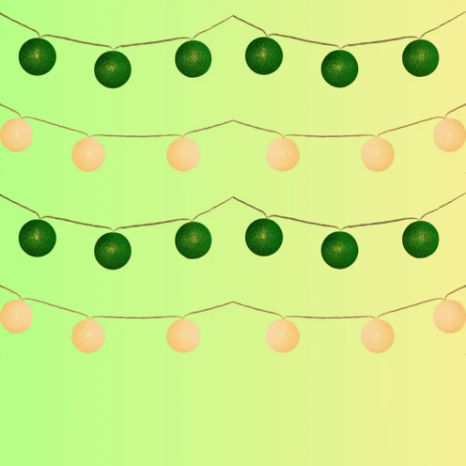Independence Day Cotton Ball String Lights Set