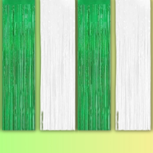 Picture of Pack Of 4 Foil Curtains – Green & White Azadi Backdrop for Independence Day Décor 🇵🇰🎉